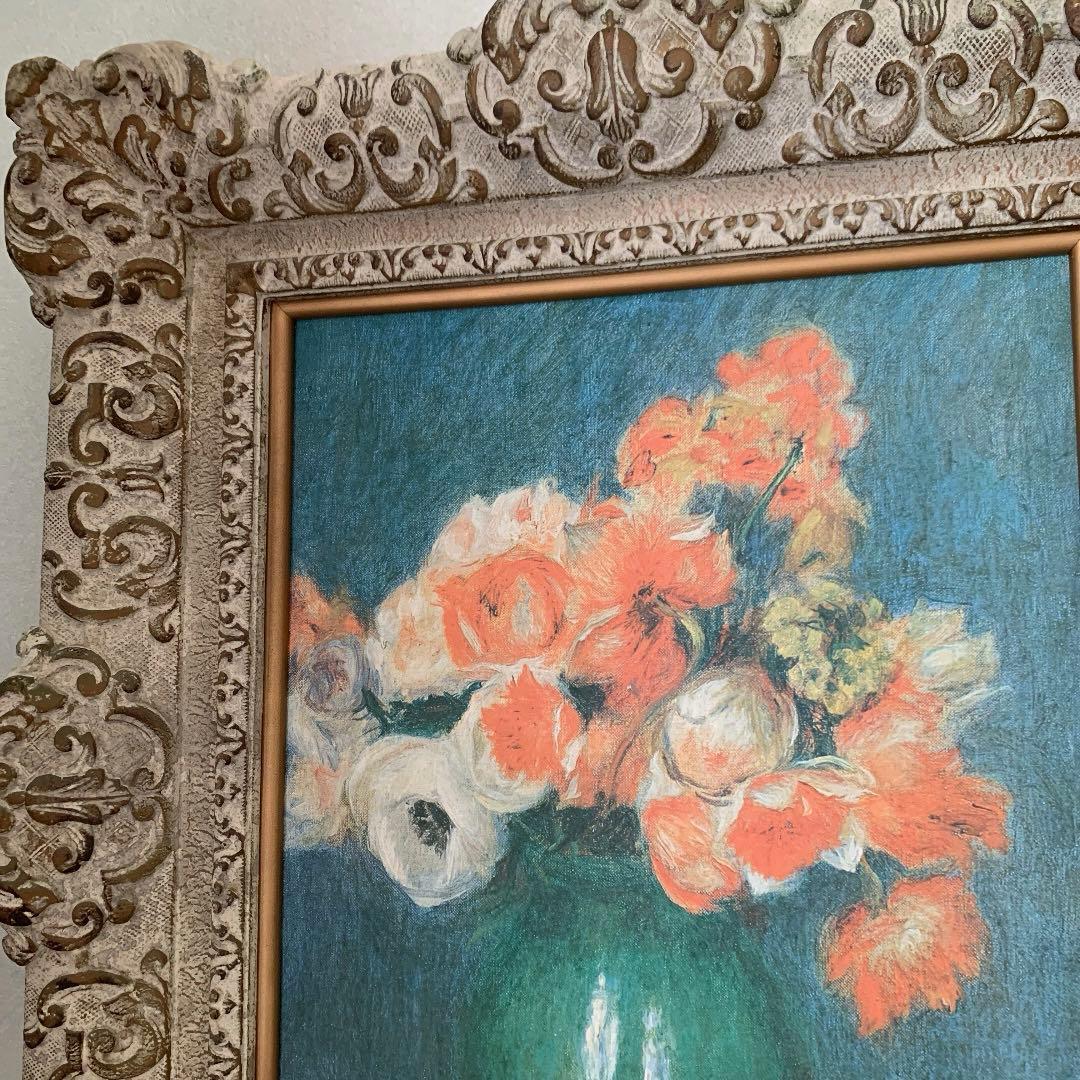 M様ご購入　イタリア製ゴブラン織 ロココ調 風景画、モネ複製画 花瓶の花