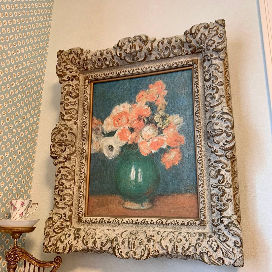 M様ご購入　イタリア製ゴブラン織 ロココ調 風景画、モネ複製画 花瓶の花