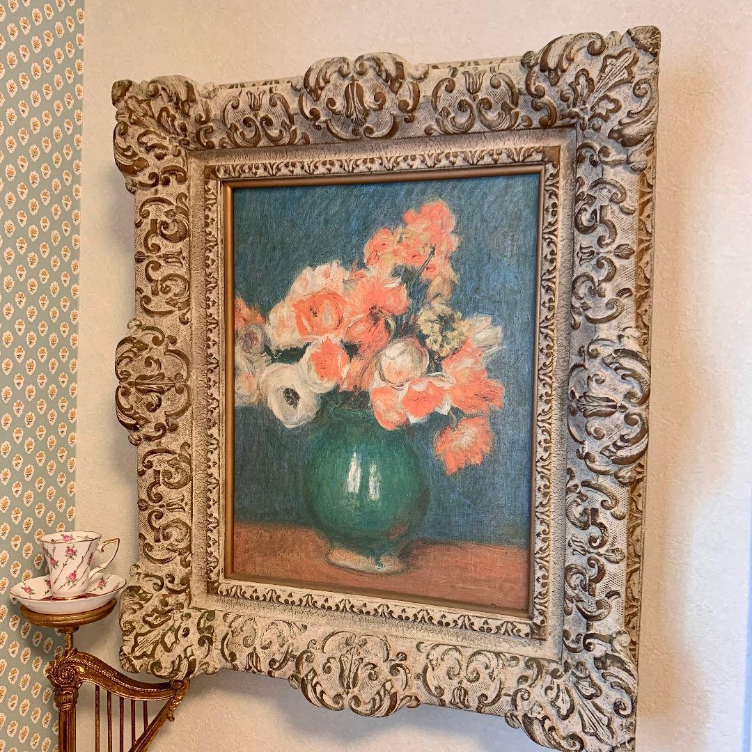 M様ご購入　イタリア製ゴブラン織 ロココ調 風景画、モネ複製画 花瓶の花