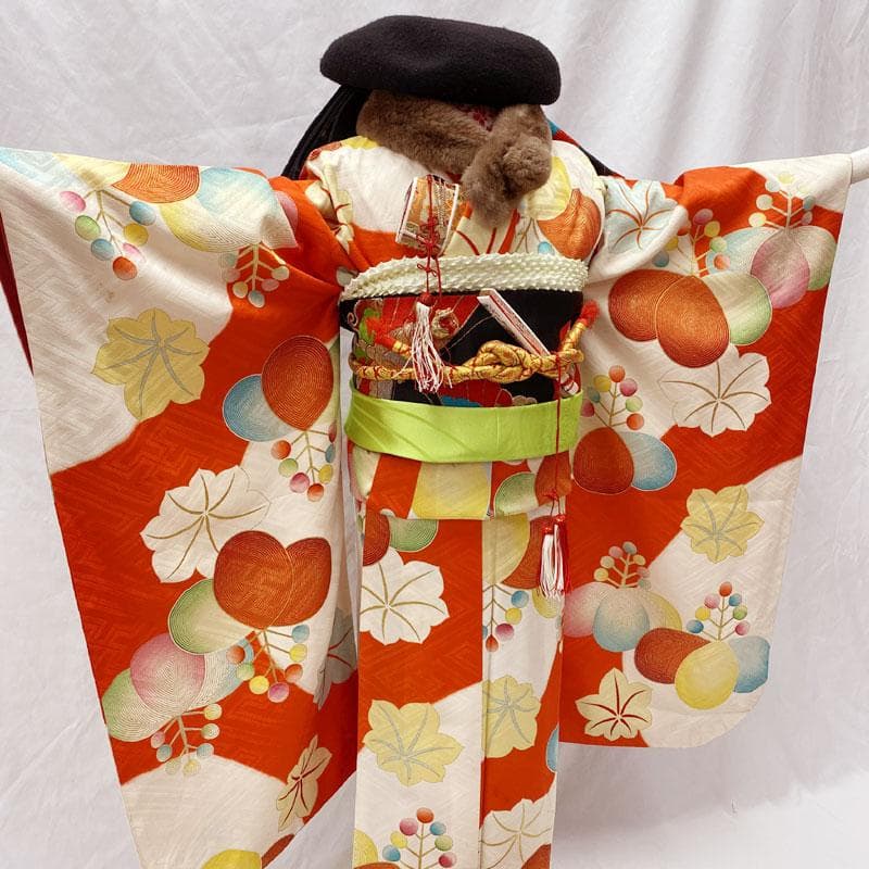 510ag40◎七五三 七歳 女児 着物&袋帯 セミアンティーク 金彩 白◎