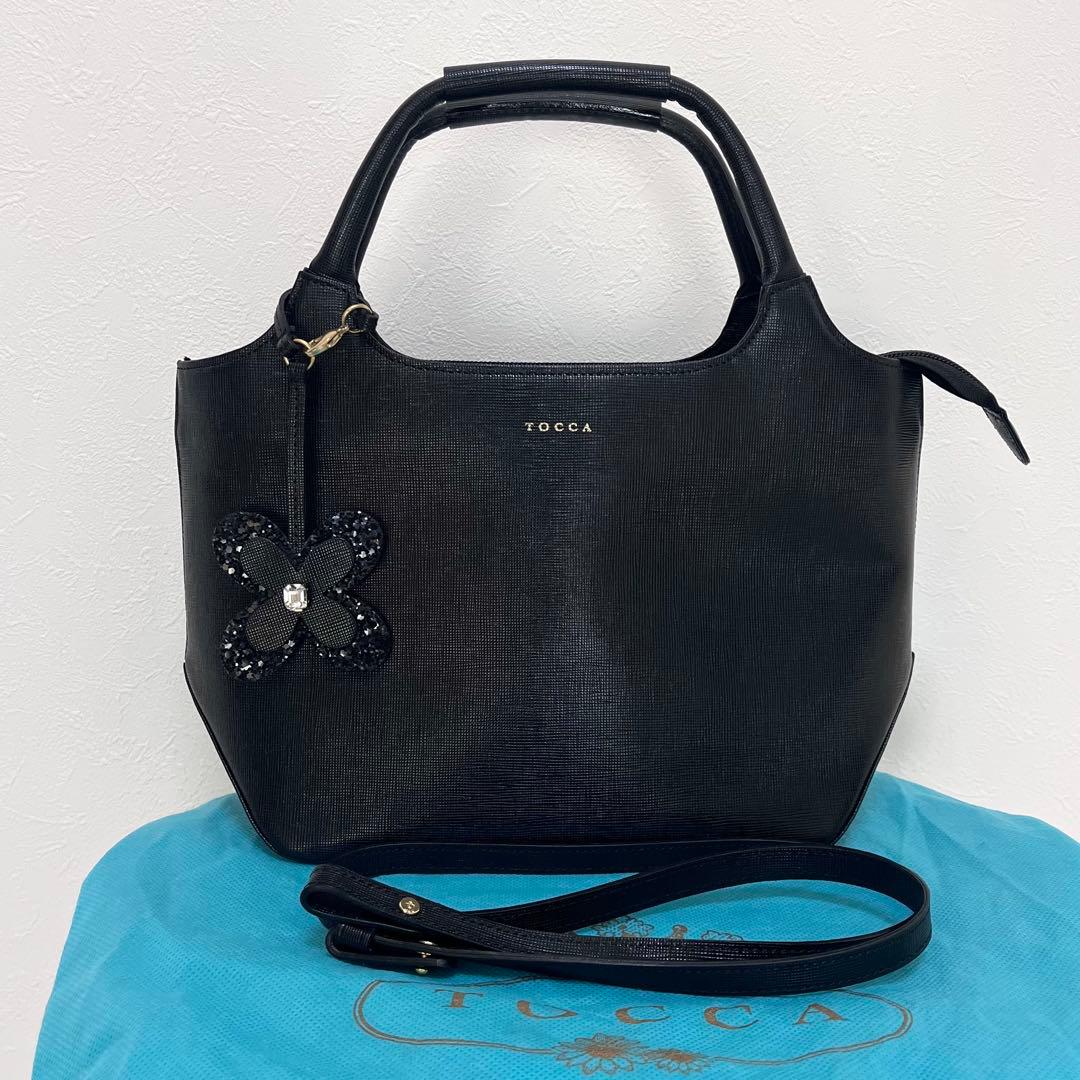 極美品◎TOCCA トッカ 2wayバッグ 黒 フラワーモチーフ　ショルダー