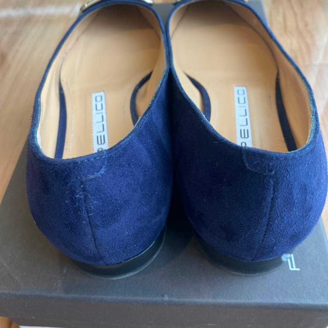 PELLICO ネイビー ポインテッドトゥ フラットシューズ38