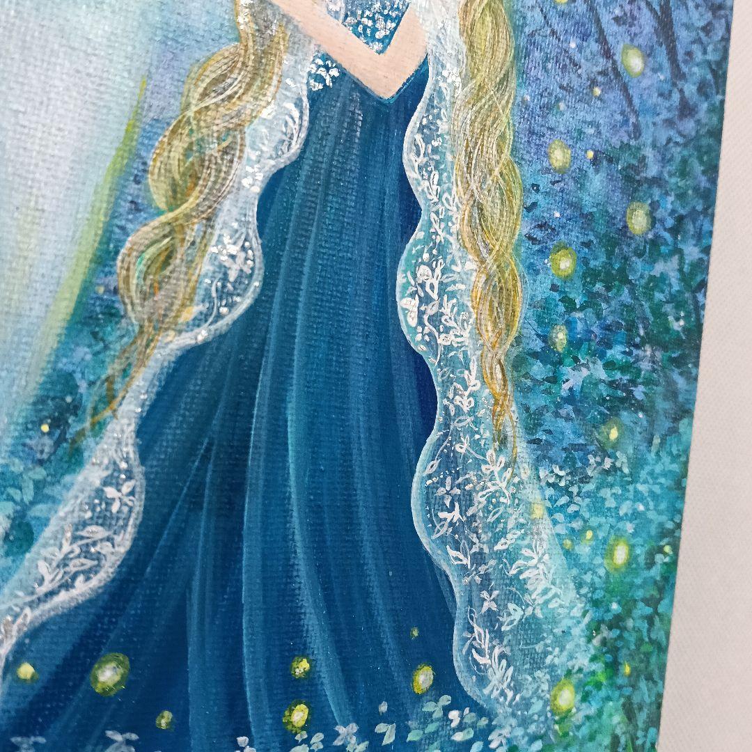 No.544 大きめF4size 白馬とエルフ アクリル画　原画　絵画