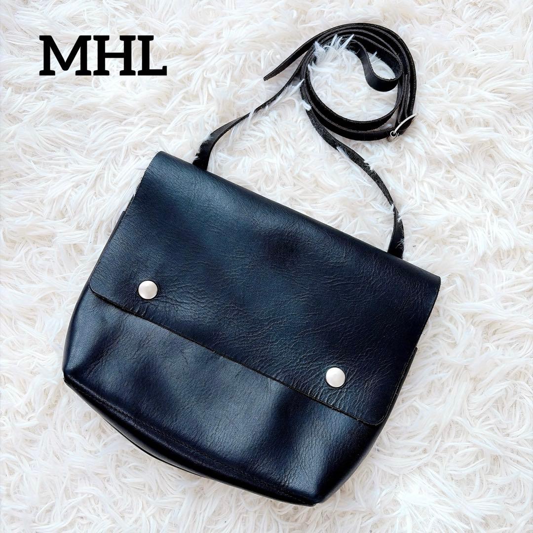 MHL. tough leather shoulder bag ブラック