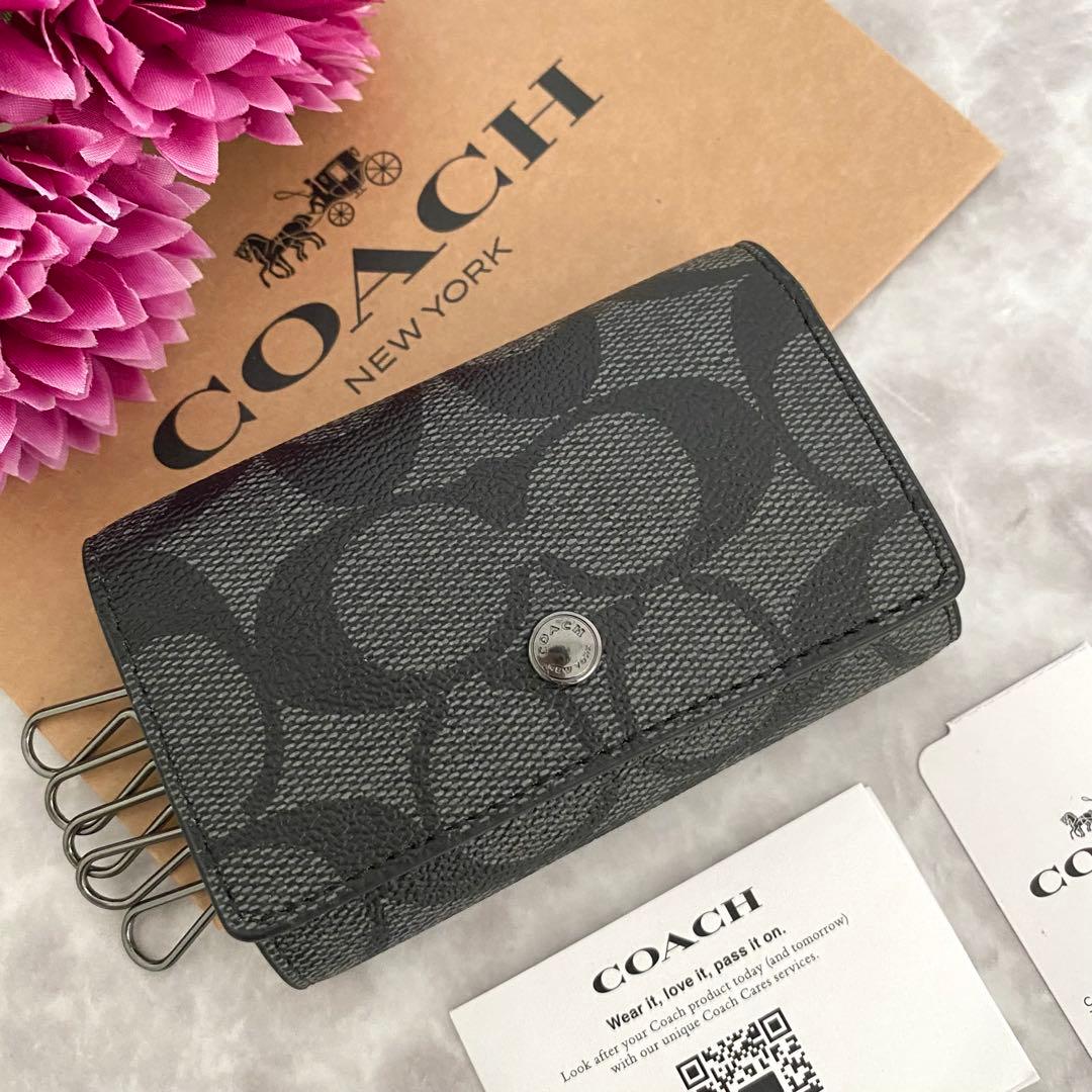 新品 COACH コーチ キーケース ブラック メンズ レディース