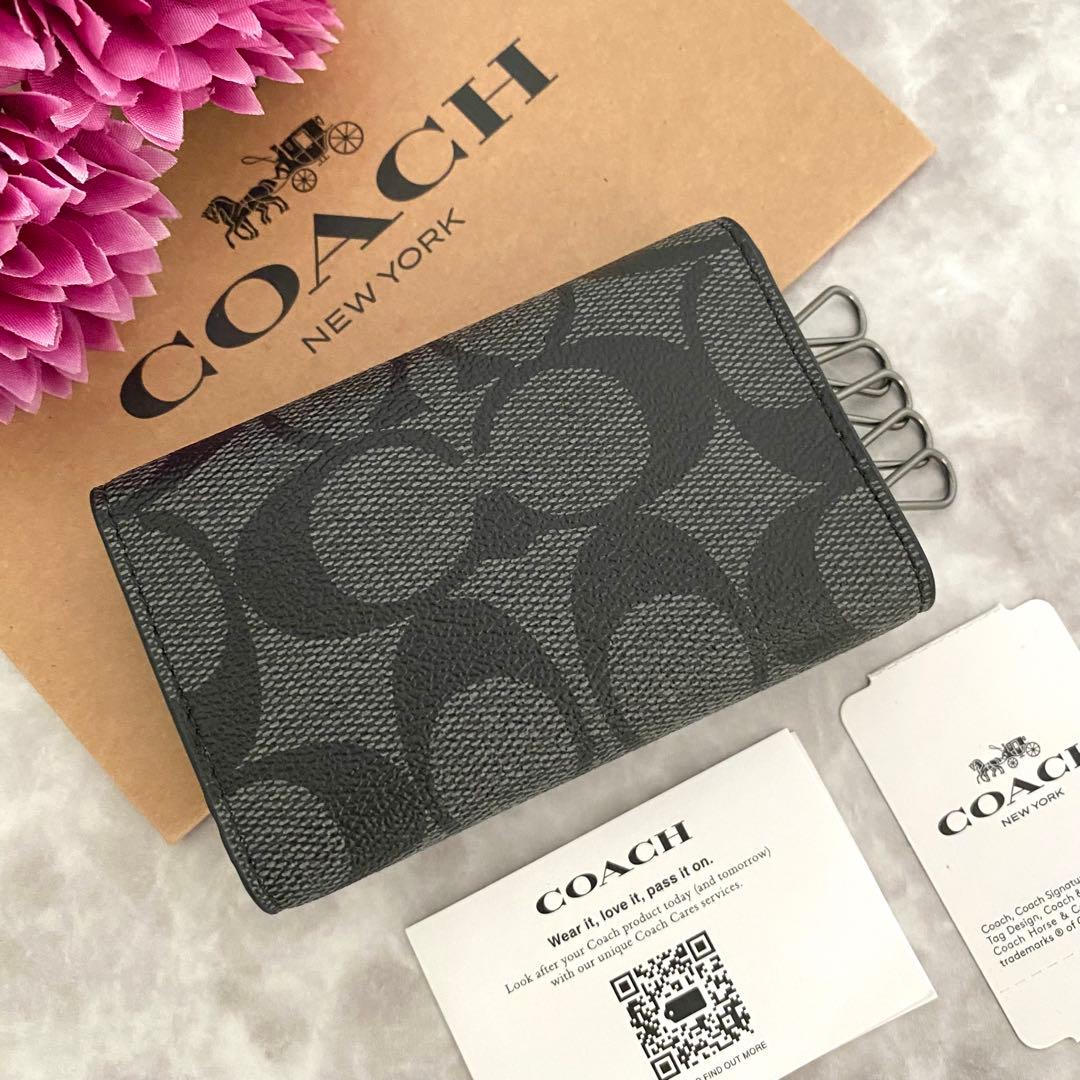新品 COACH コーチ キーケース ブラック メンズ レディース