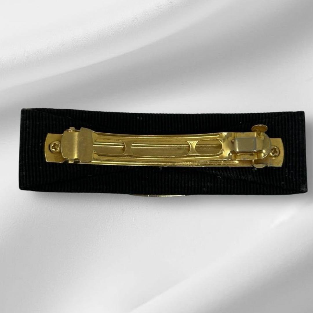 フェラガモ ヴァラリボン ヘアピン バレッタ　ブラック　ゴールド