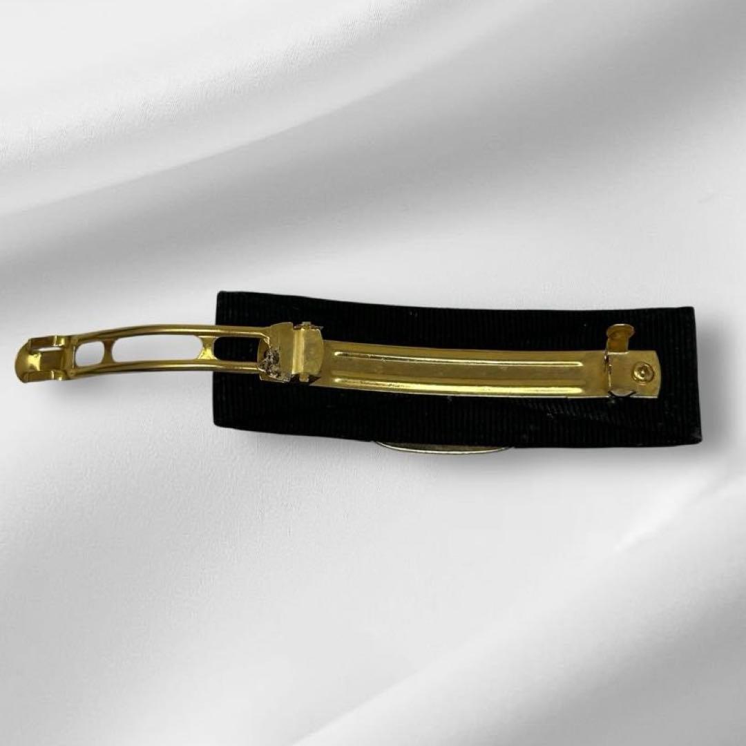 フェラガモ ヴァラリボン ヘアピン バレッタ　ブラック　ゴールド