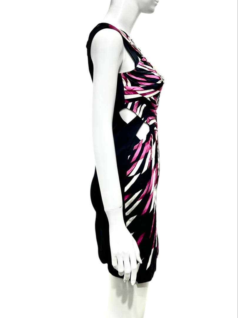 GUCCI 2010SS メタルハーネス グラフィック シルクドレス