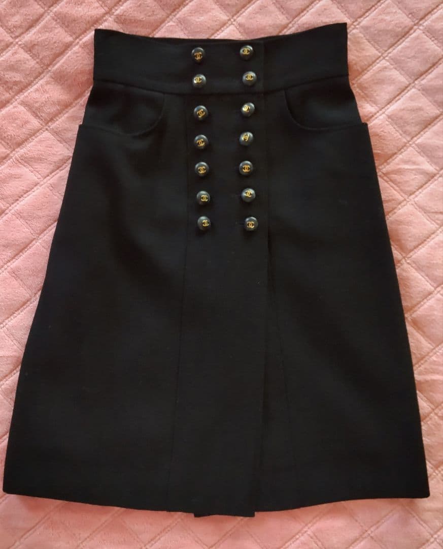 シャネル 膝丈スカート ブラック