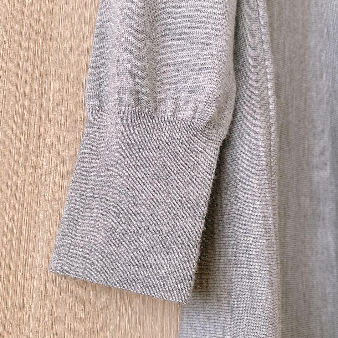 【1253】新品　アナイ　メリノウールショルダースリットワンピース　グレー　38