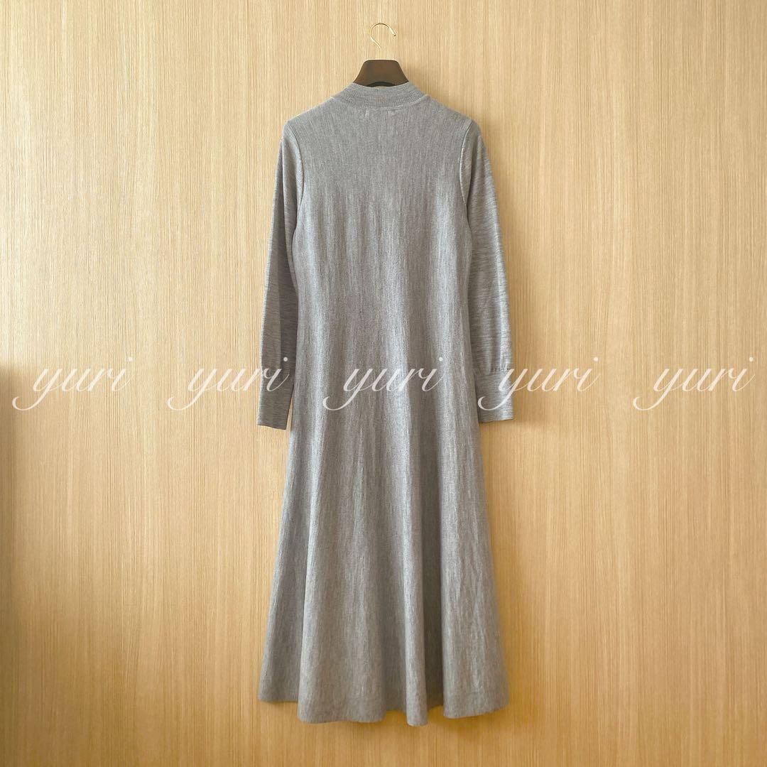 【1253】新品　アナイ　メリノウールショルダースリットワンピース　グレー　38