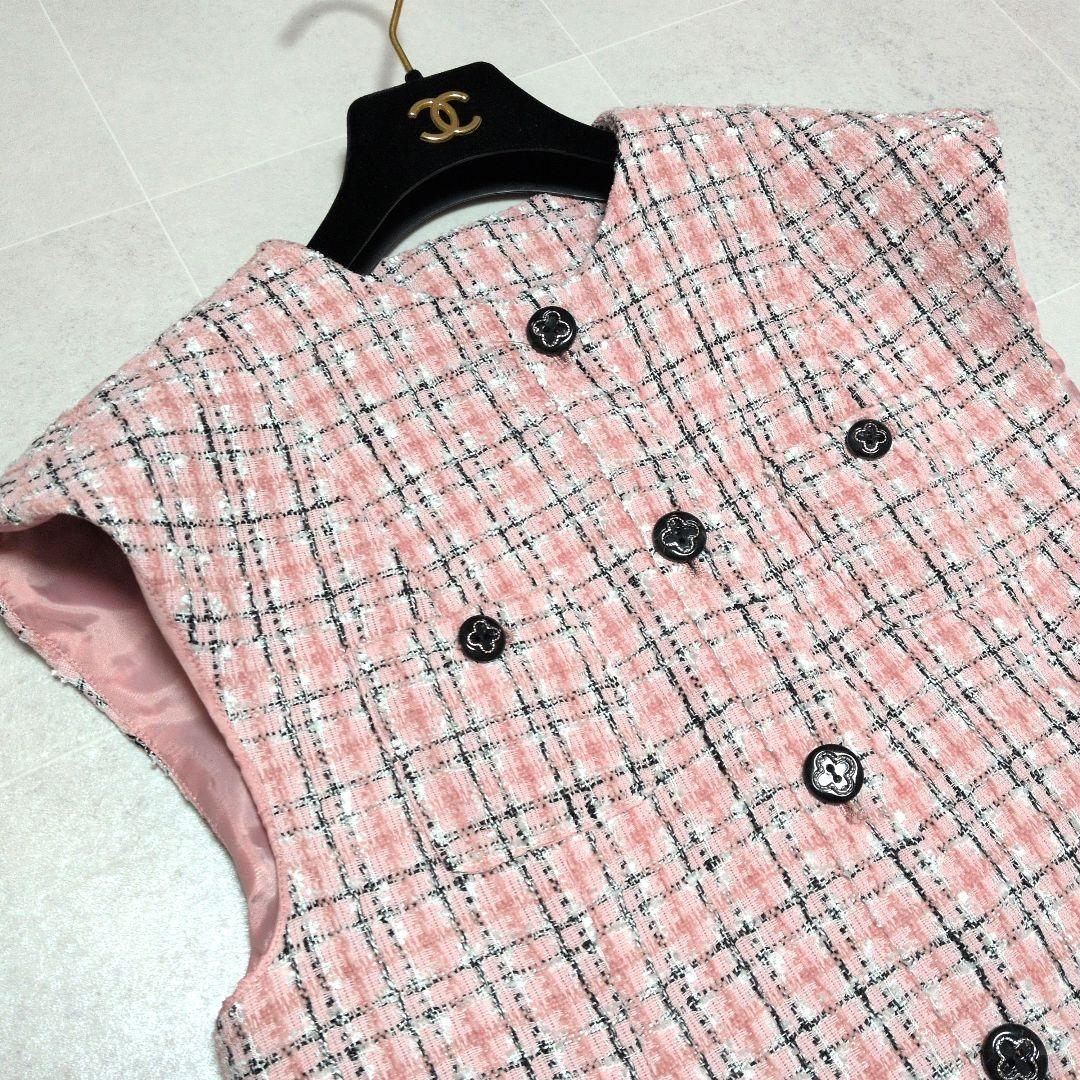 極美品✨即完売モデル　OBLI オブリ ピンク ミックスツイード ジレ