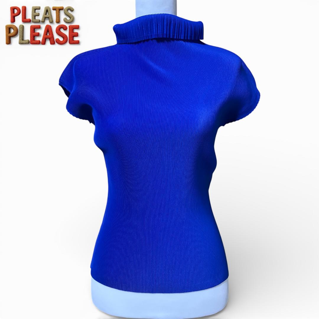 【美品】ISSEI　MIYAKE　プリーツプリーズ　タートルネック　半袖シャツ