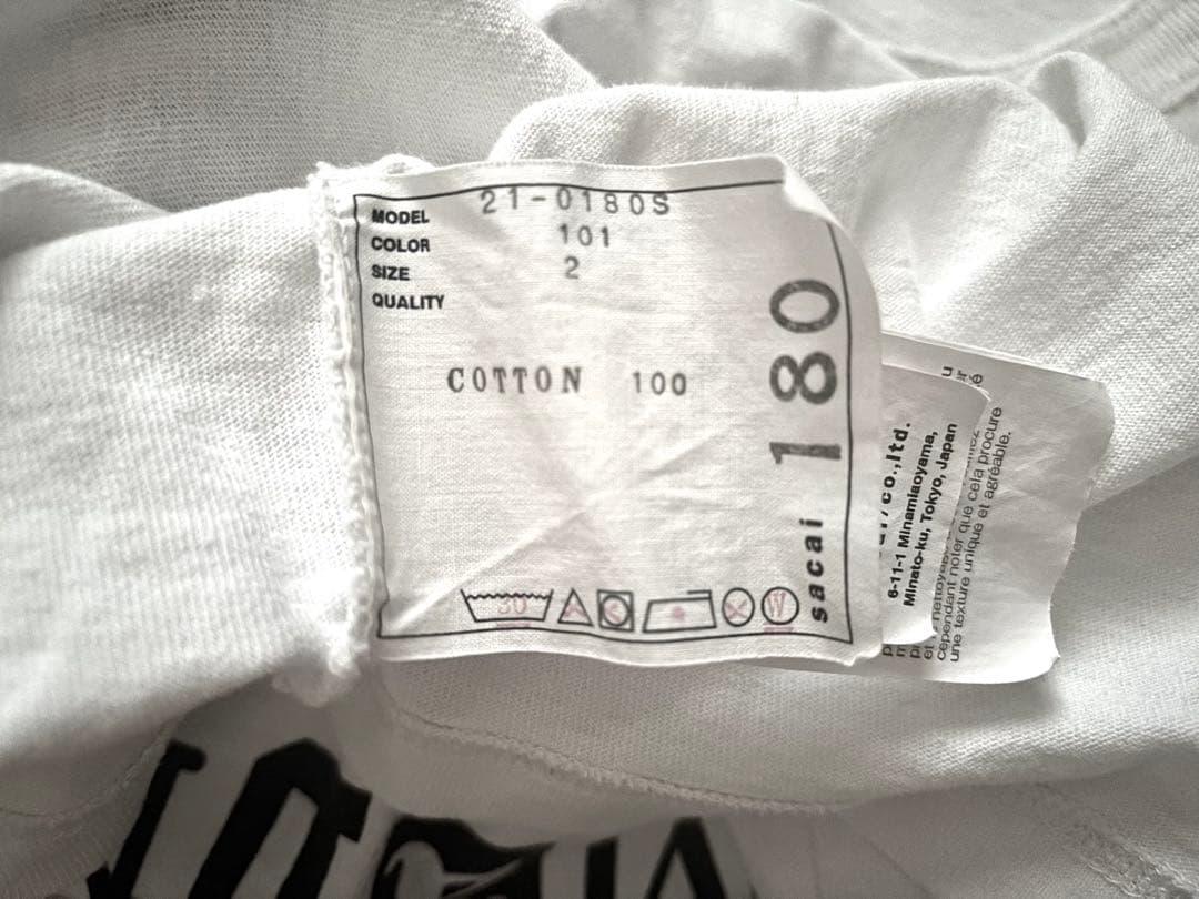 sacai 21ss archive mix Tシャツ 白2 紙タグあり
