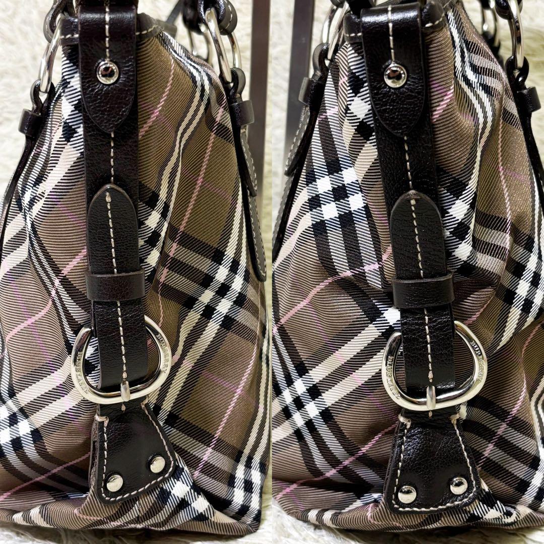 【極美品】バーバリーブルーレーベル トートバッグ ノバチェック 肩掛け ブラウン