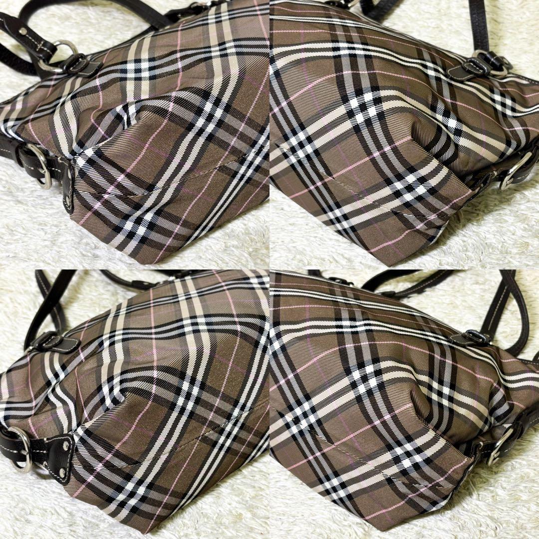 【極美品】バーバリーブルーレーベル トートバッグ ノバチェック 肩掛け ブラウン