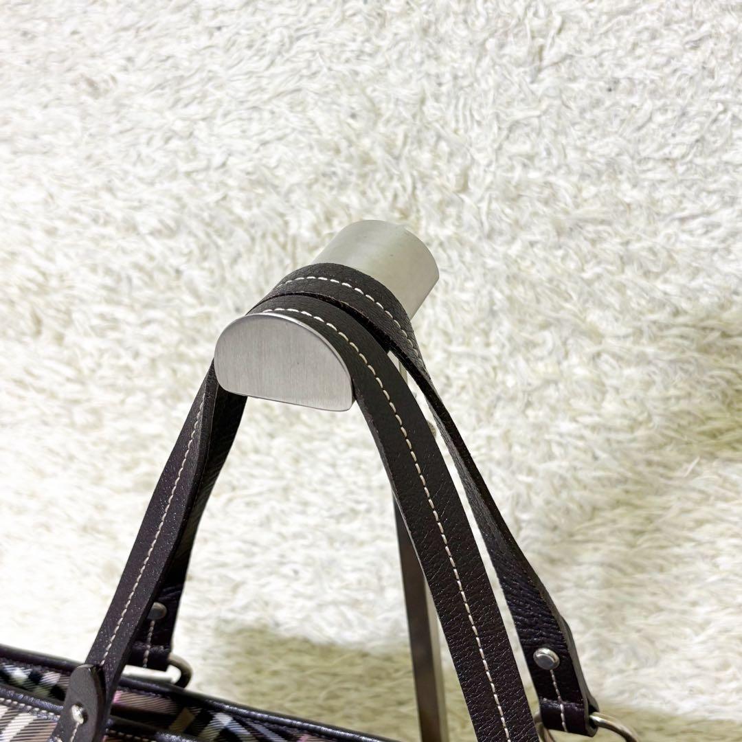 【極美品】バーバリーブルーレーベル トートバッグ ノバチェック 肩掛け ブラウン