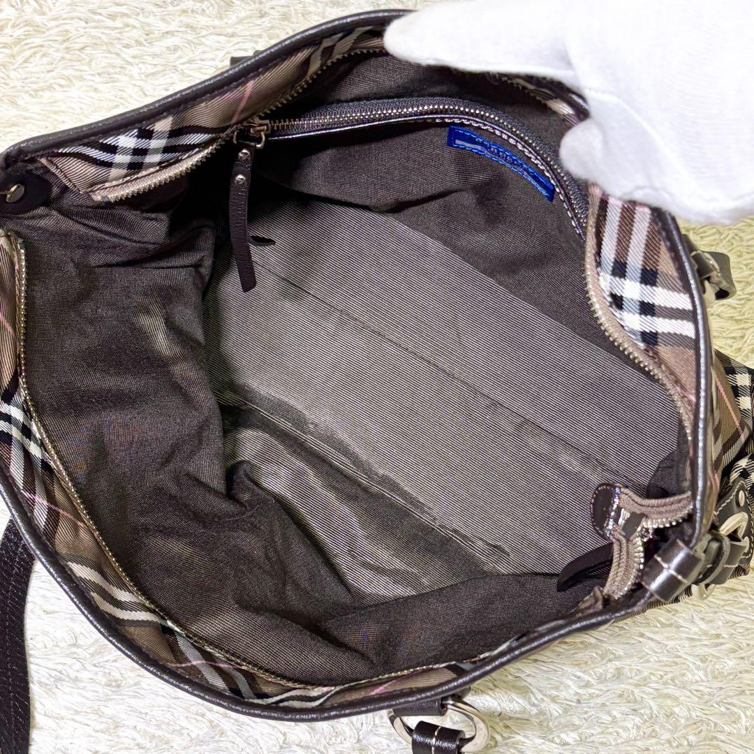 【極美品】バーバリーブルーレーベル トートバッグ ノバチェック 肩掛け ブラウン
