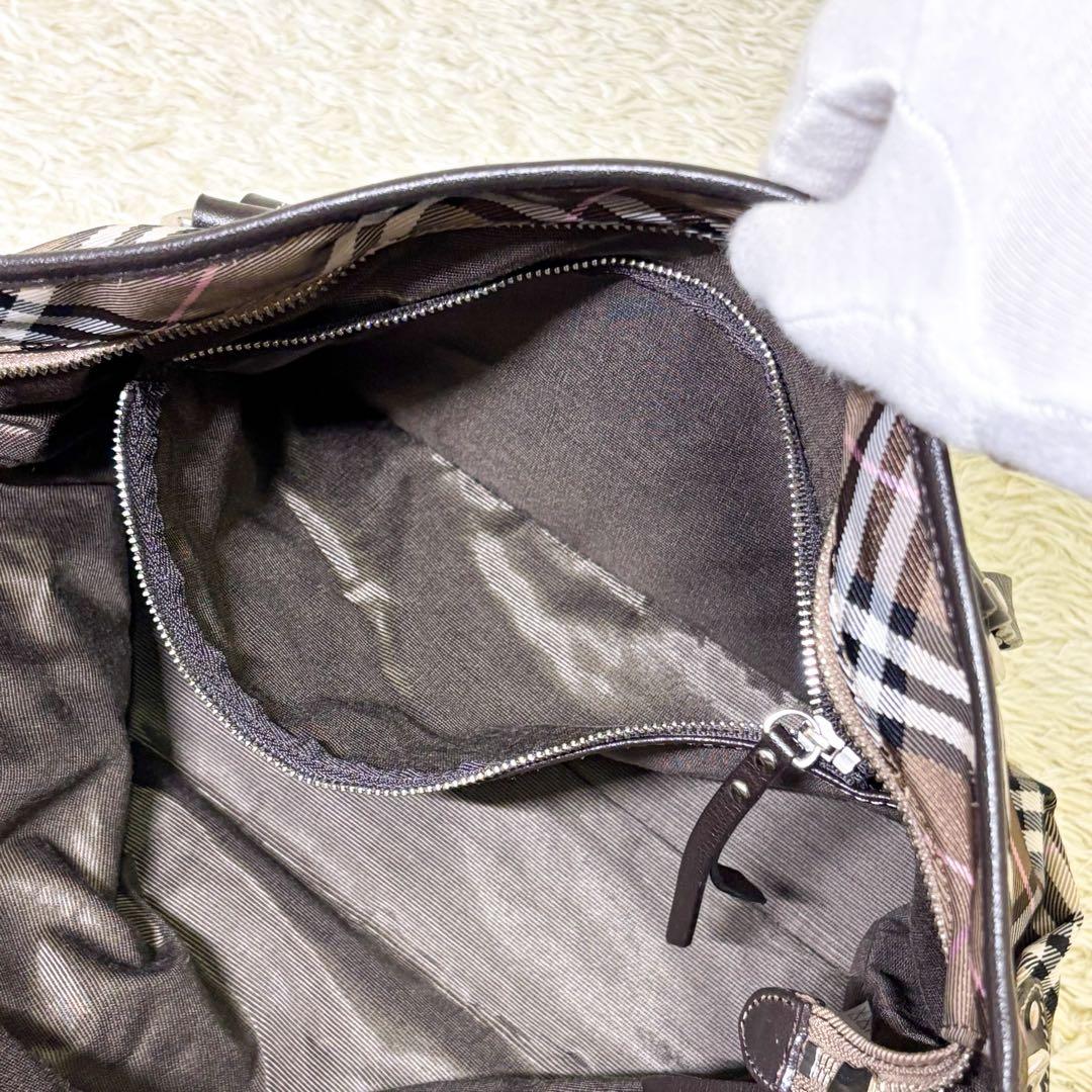 【極美品】バーバリーブルーレーベル トートバッグ ノバチェック 肩掛け ブラウン