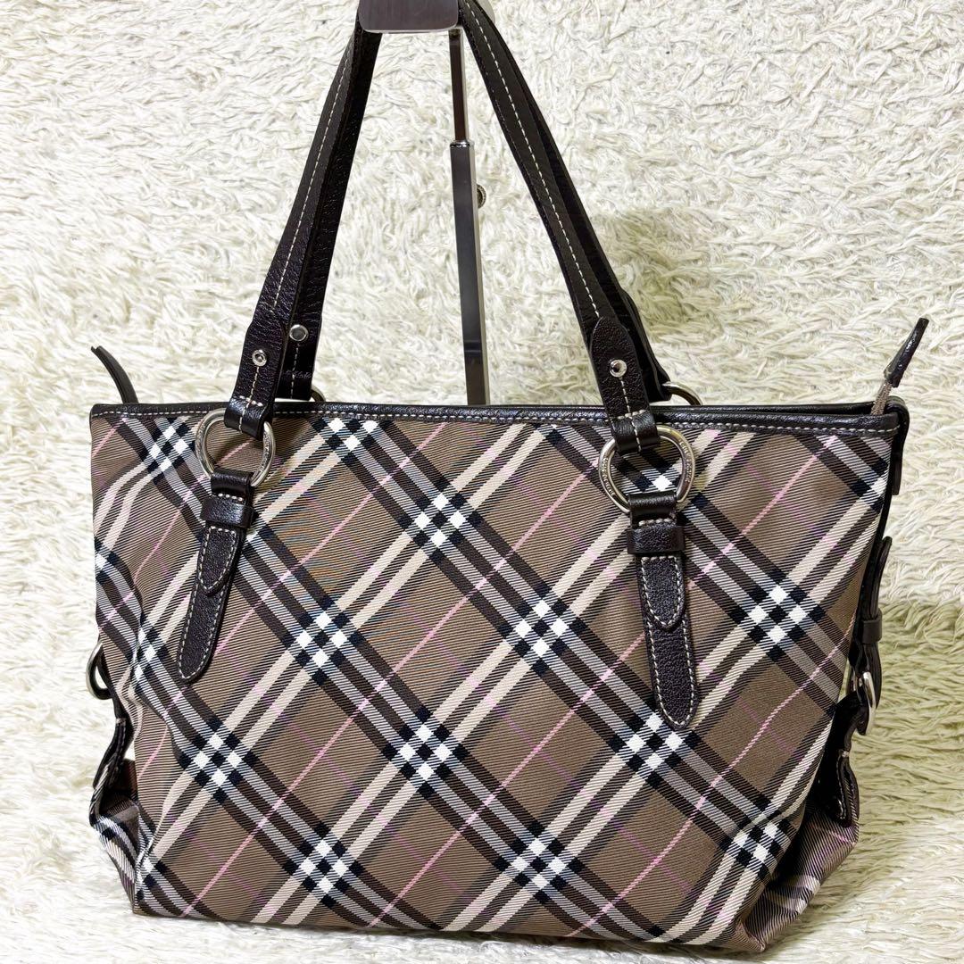【極美品】バーバリーブルーレーベル トートバッグ ノバチェック 肩掛け ブラウン