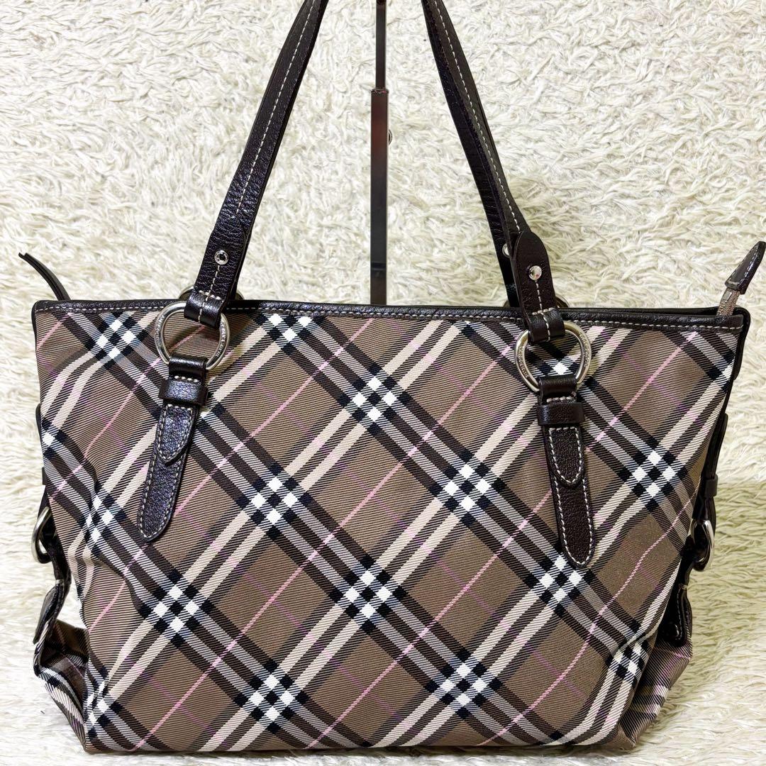 【極美品】バーバリーブルーレーベル トートバッグ ノバチェック 肩掛け ブラウン