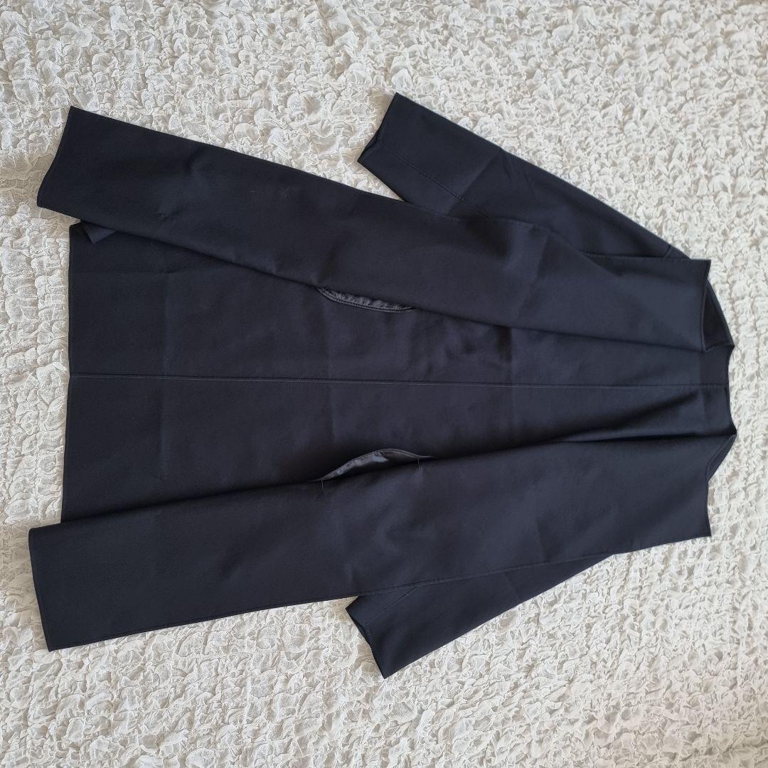 エストネーション ダブルフェイスリバーコート ベルト付 ロング　ネイビー