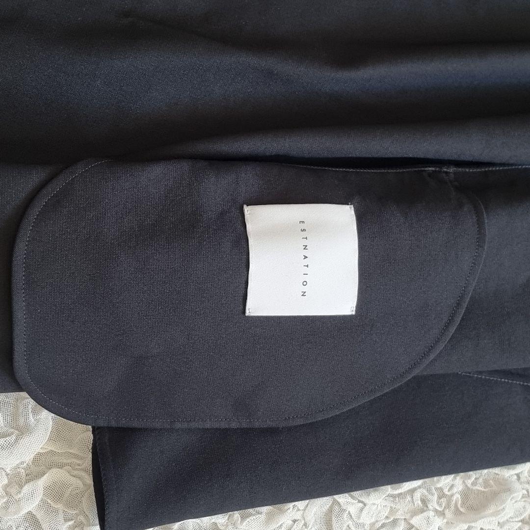 エストネーション ダブルフェイスリバーコート ベルト付 ロング　ネイビー