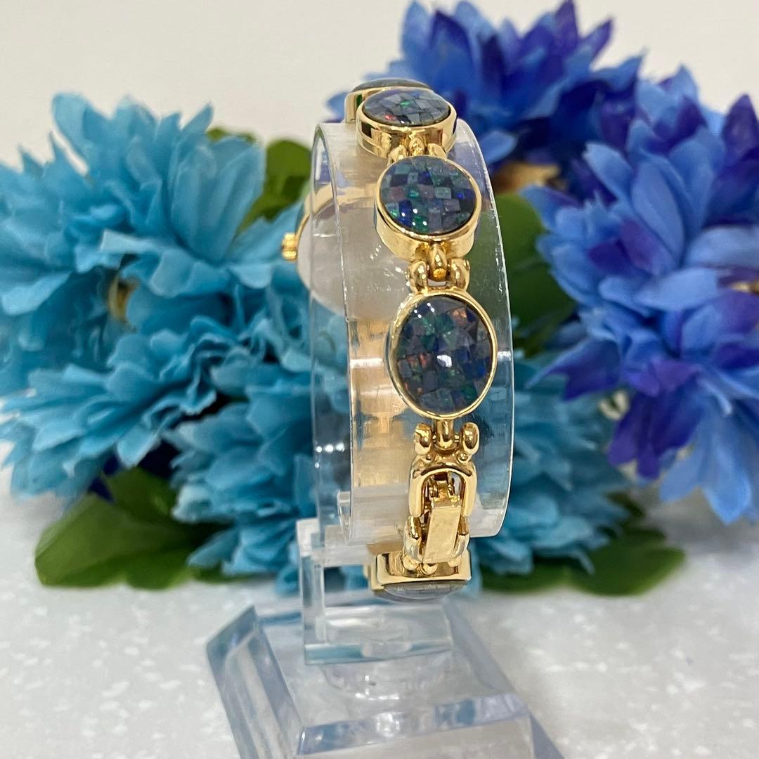 GEMTIME オパールウォッチ　電池新品　ゴールド ブルー アナログ腕時計