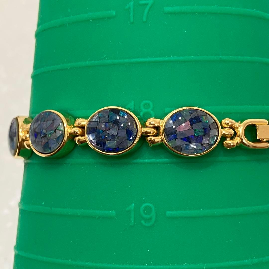 GEMTIME オパールウォッチ　電池新品　ゴールド ブルー アナログ腕時計