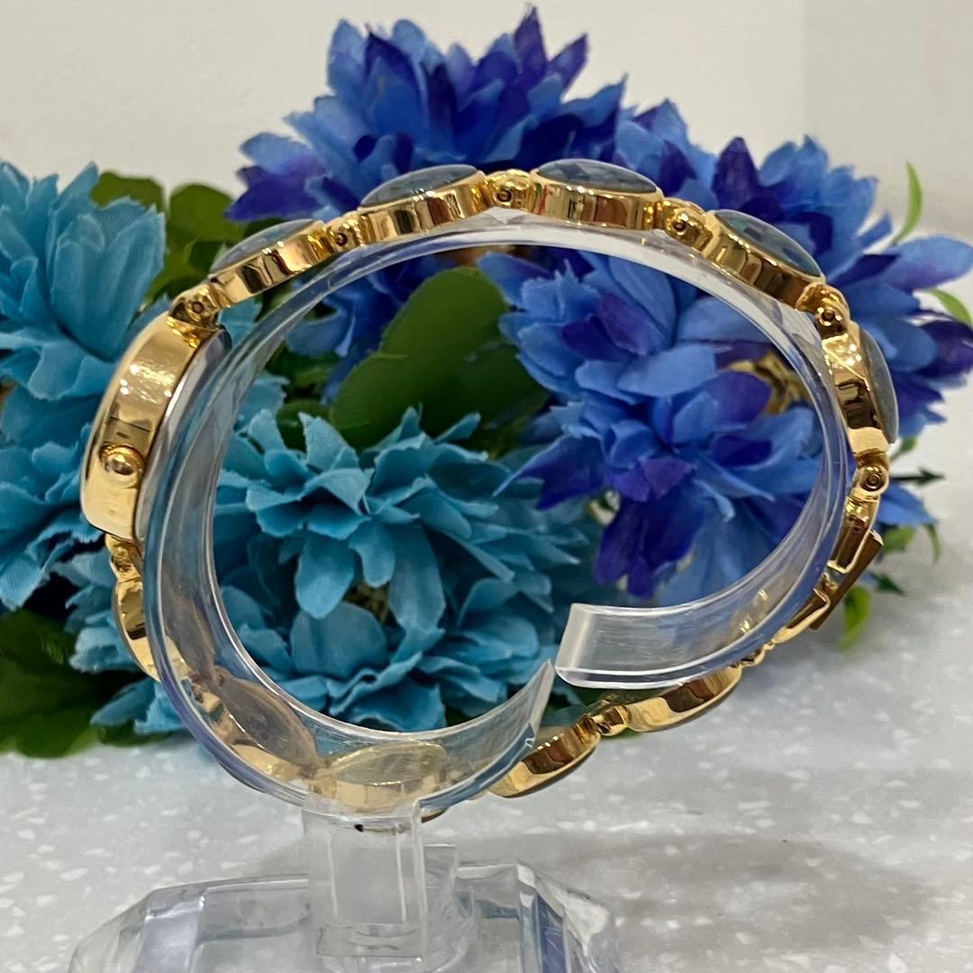 GEMTIME オパールウォッチ　電池新品　ゴールド ブルー アナログ腕時計