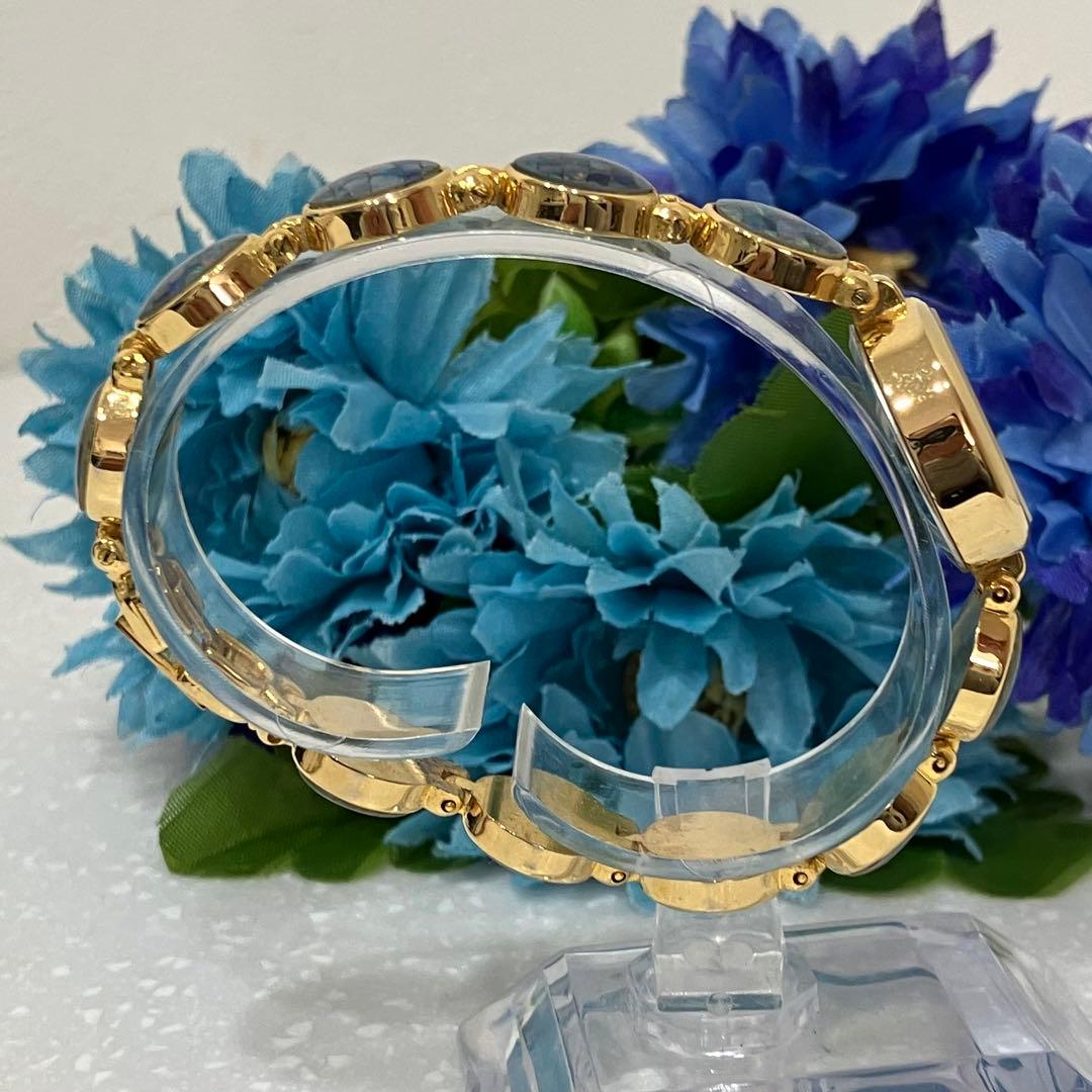 GEMTIME オパールウォッチ　電池新品　ゴールド ブルー アナログ腕時計