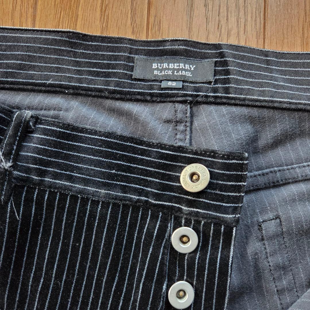 バーバリー ブラックレーベル セットアップ スーツ ベロア ブラック ストライプ