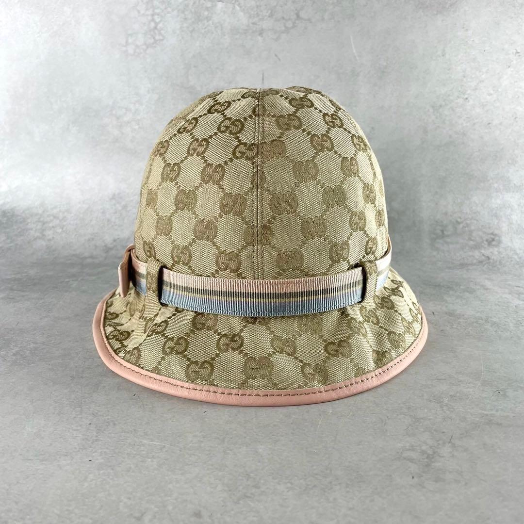 美品★グッチ　バケットハット　GGパターン　GGキャンバス　ベージュ