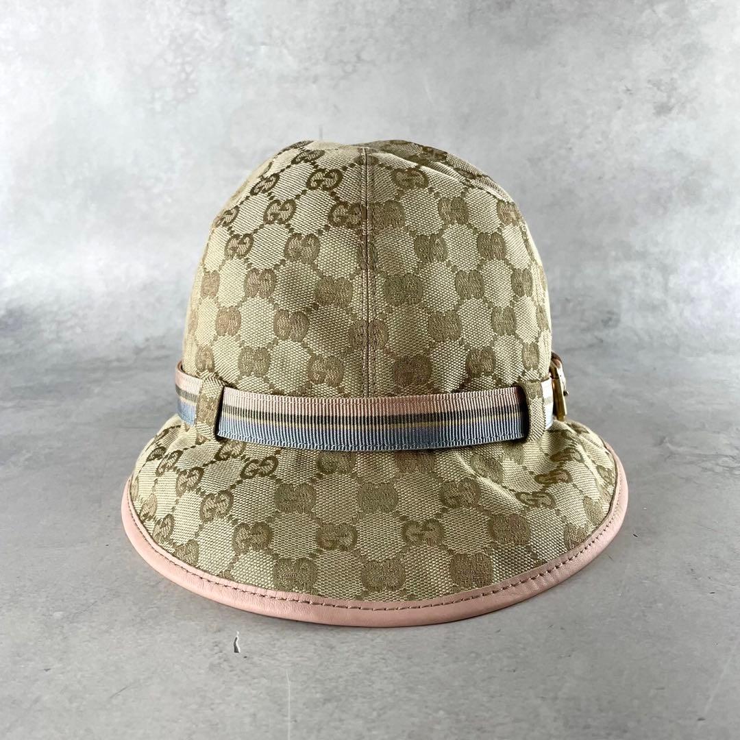 美品★グッチ　バケットハット　GGパターン　GGキャンバス　ベージュ