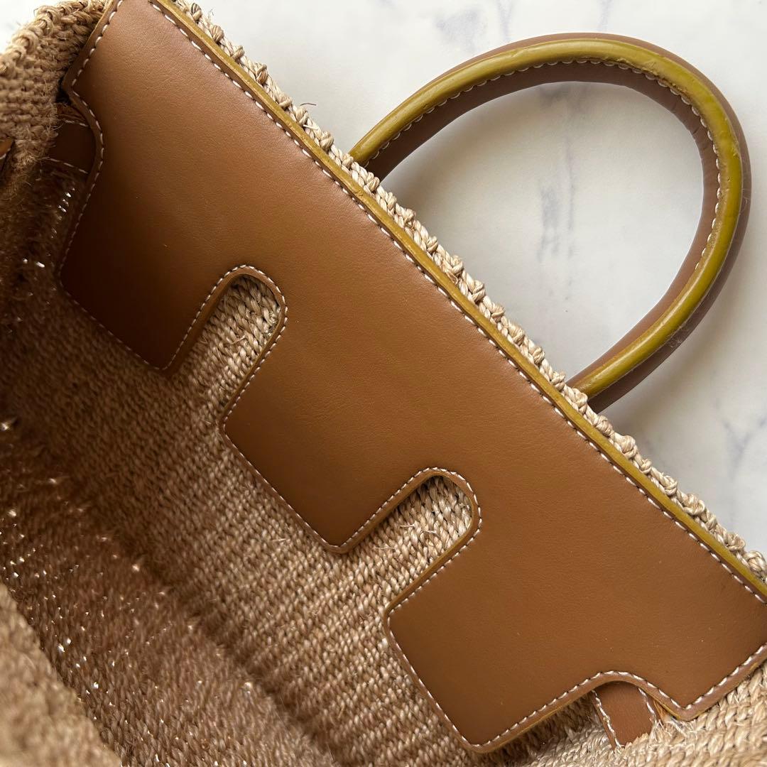 人気カラー✨SEA シー かごバッグ ハンドバッグ ブラウン レザー S