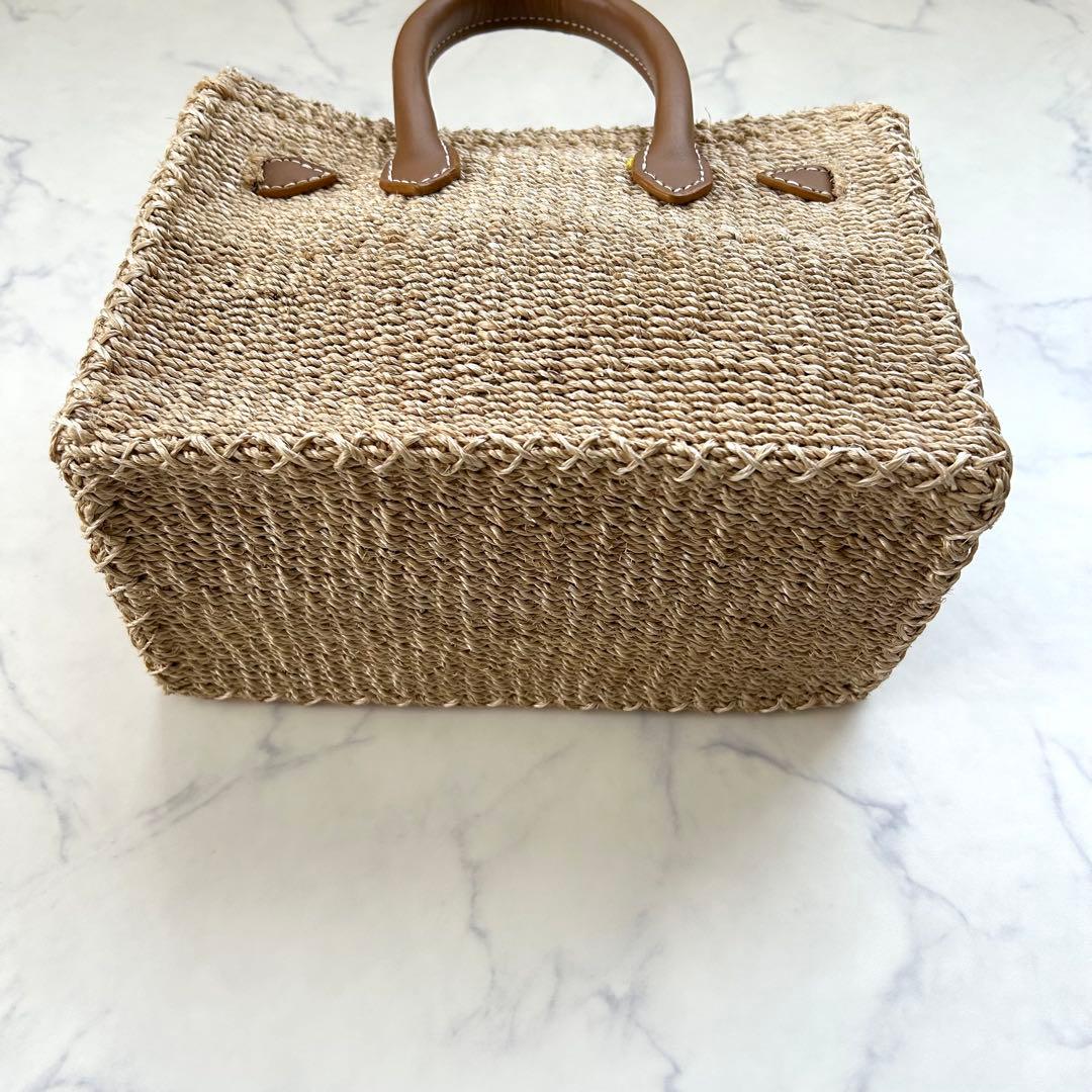 人気カラー✨SEA シー かごバッグ ハンドバッグ ブラウン レザー S