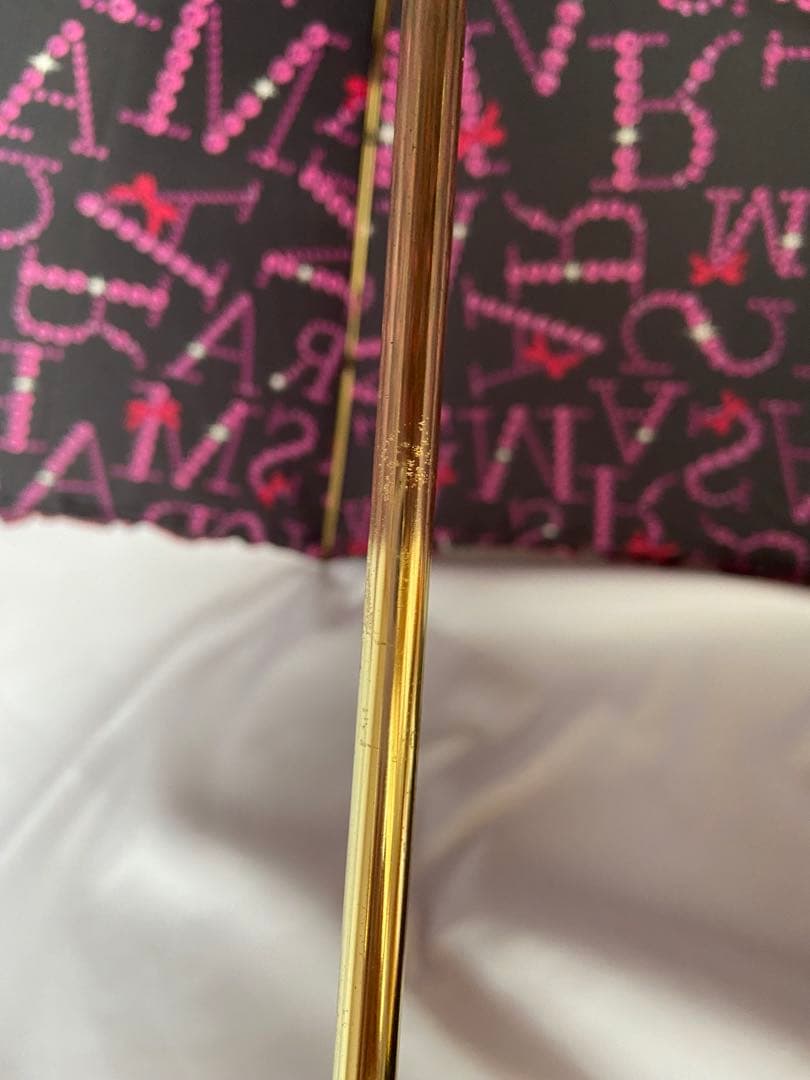 ★レア★　MARS マーズ　リボン付フリルMARSストーンロゴ柄長傘　黒✗ピンク