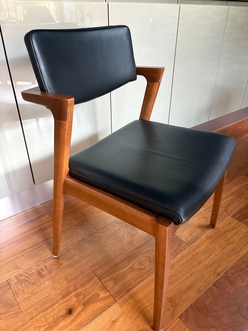 FUJI FURNITURE koti アームレスチェア本革ブラック③