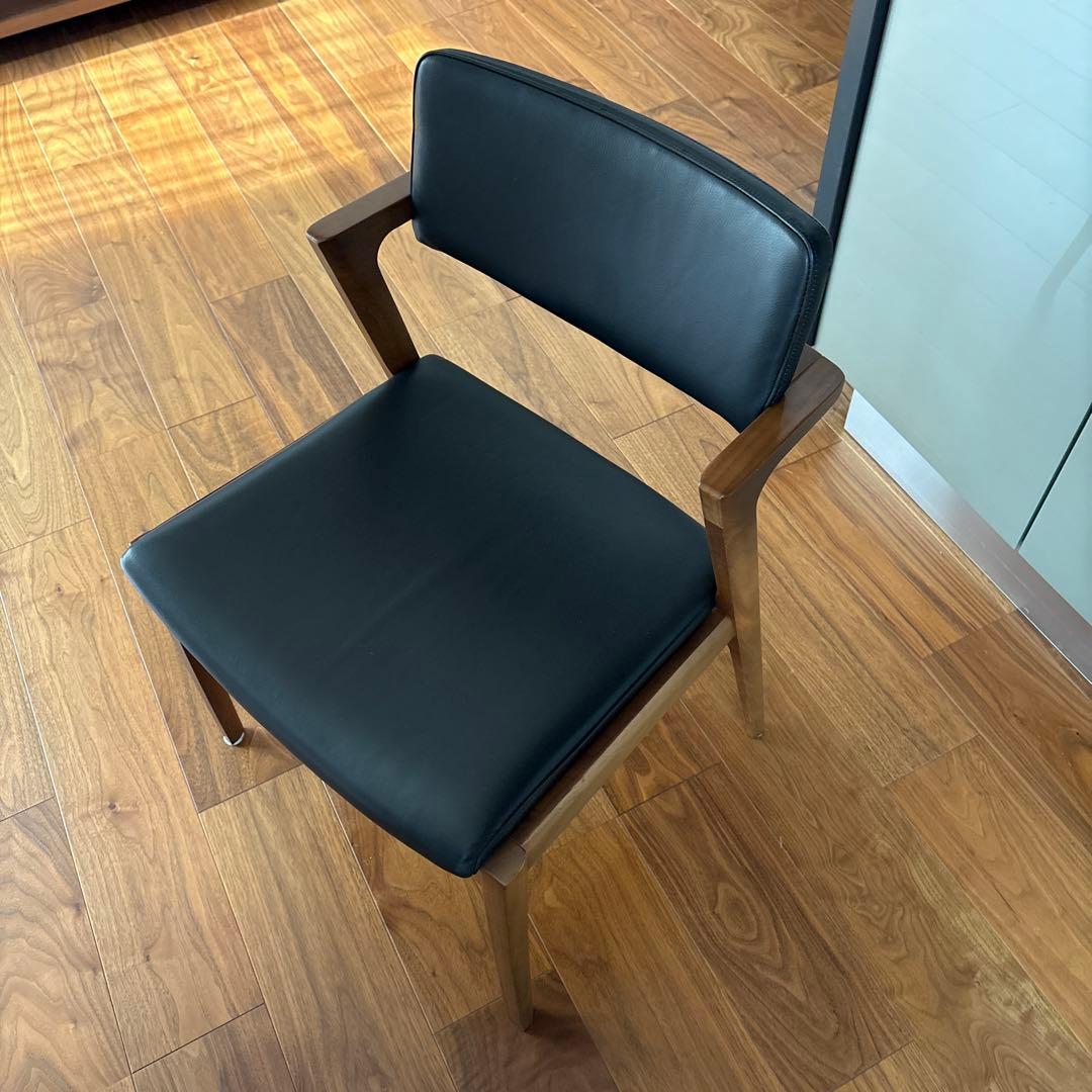 FUJI FURNITURE koti アームレスチェア本革ブラック③