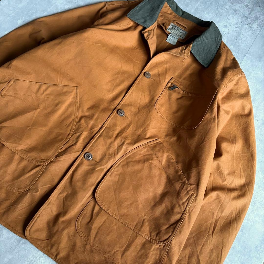 【90s L.L.Bean】ハンティングジャケット　ダック生地　襟コーデュロイ