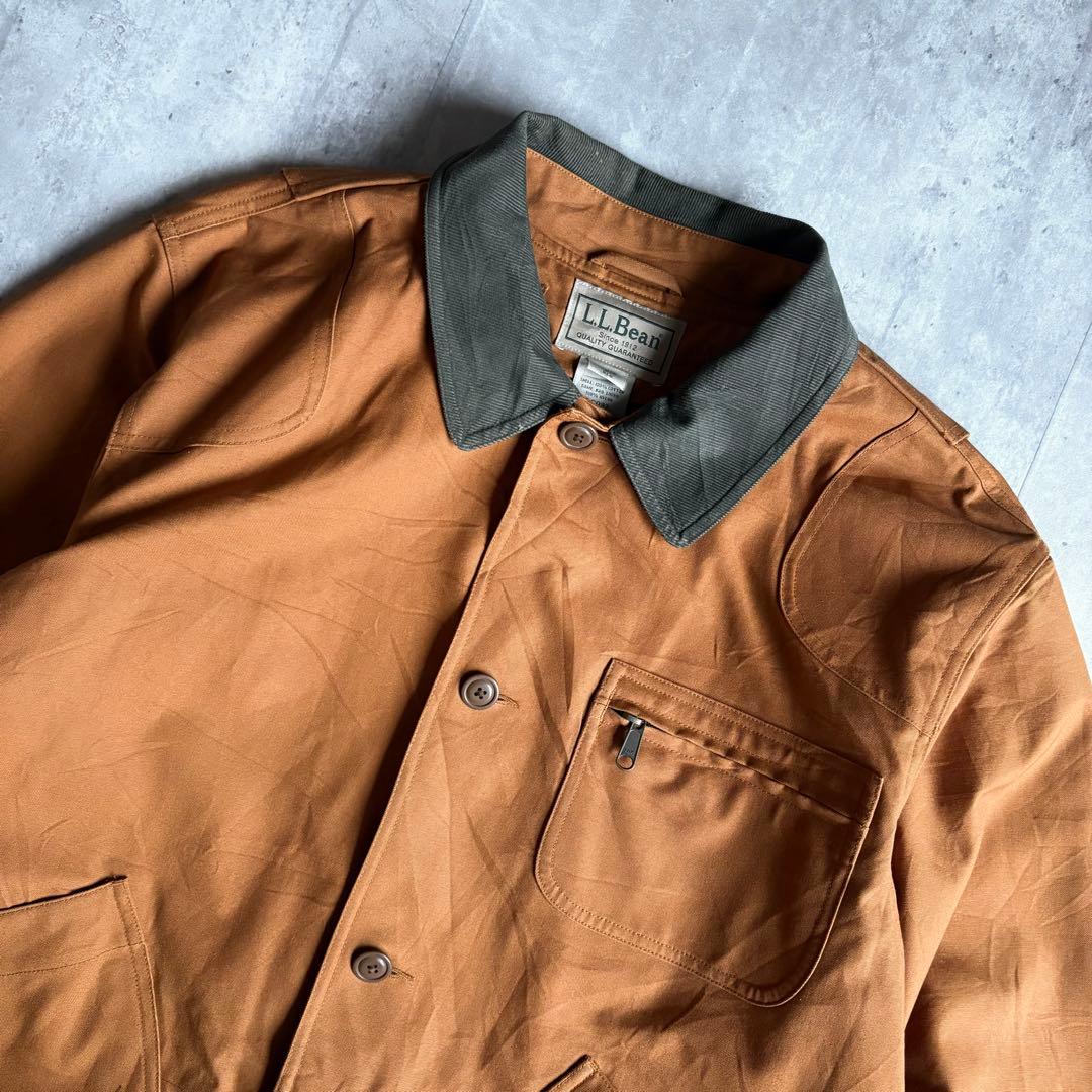 【90s L.L.Bean】ハンティングジャケット　ダック生地　襟コーデュロイ
