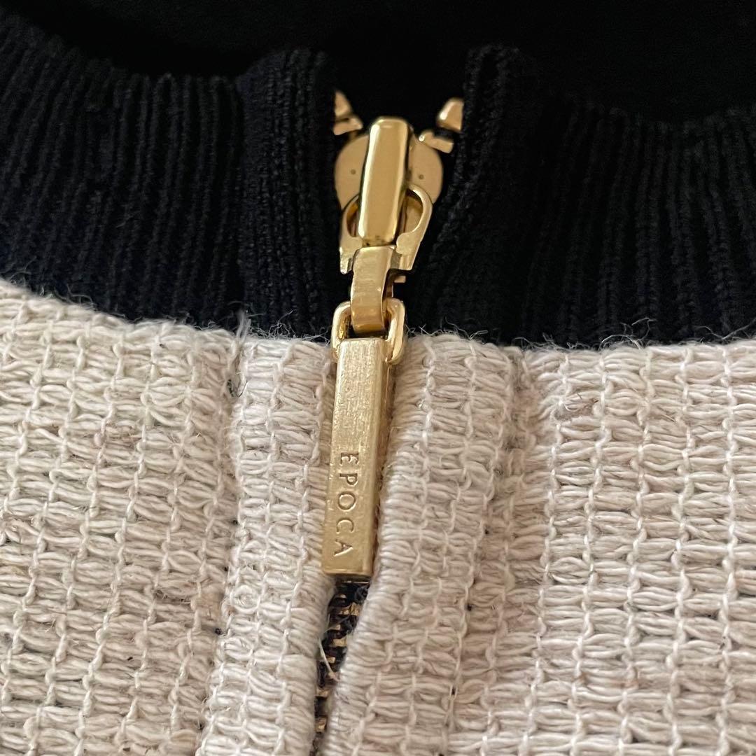 EPOCA エポカ リネン配合 手書き花柄プリント ニットブルゾン カーディガン