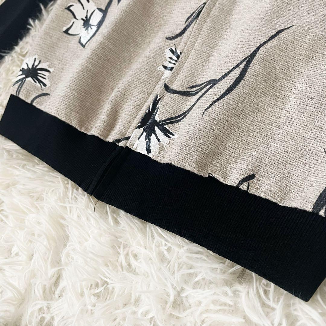 EPOCA エポカ リネン配合 手書き花柄プリント ニットブルゾン カーディガン