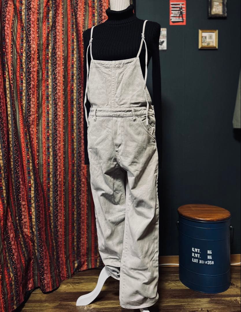 Whim Gazette ウィムガゼット ベージュ•グレー系 サロペット パンツ