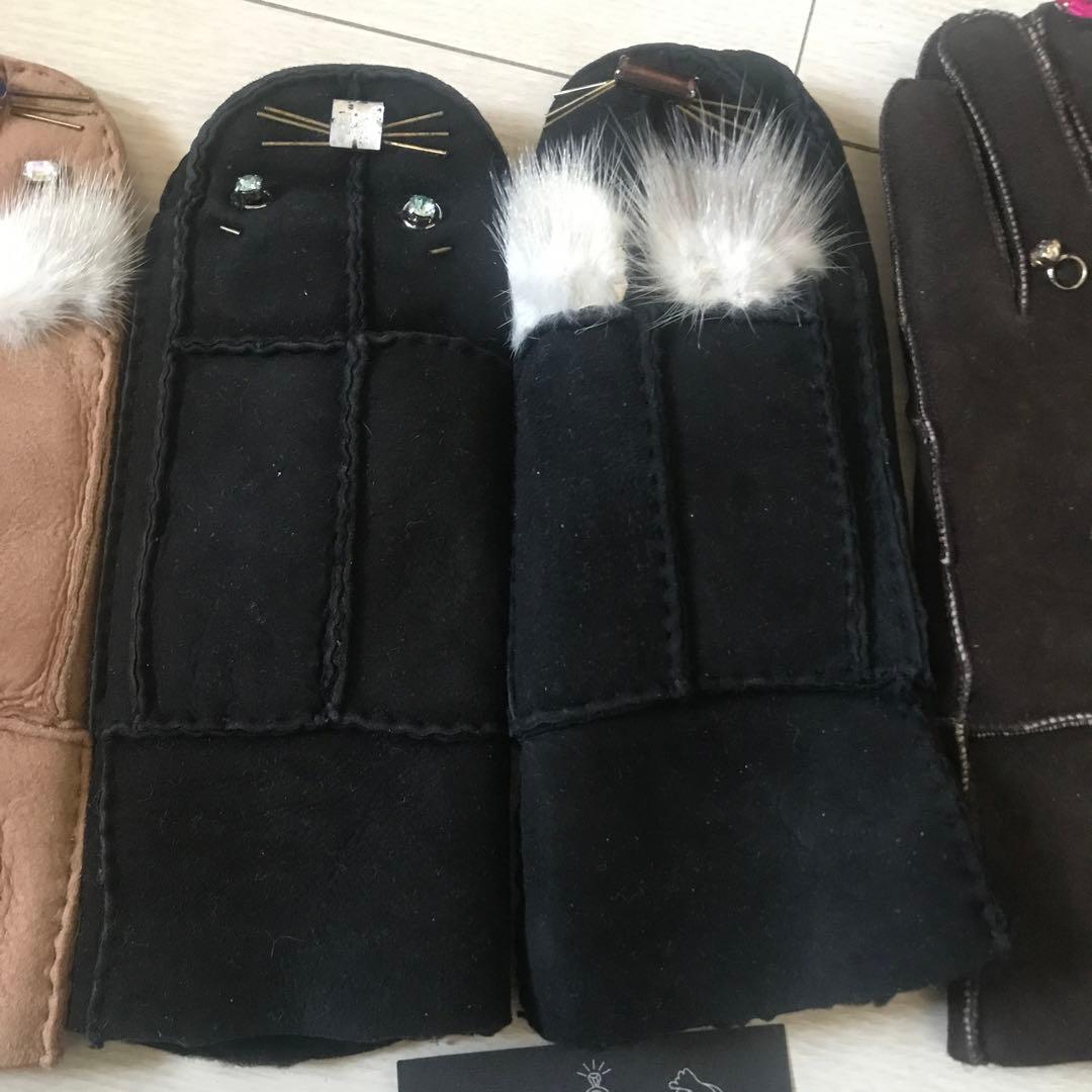 専用　デモデ demodee ムートン　レザー　ミトン　手袋　3点セット　新品