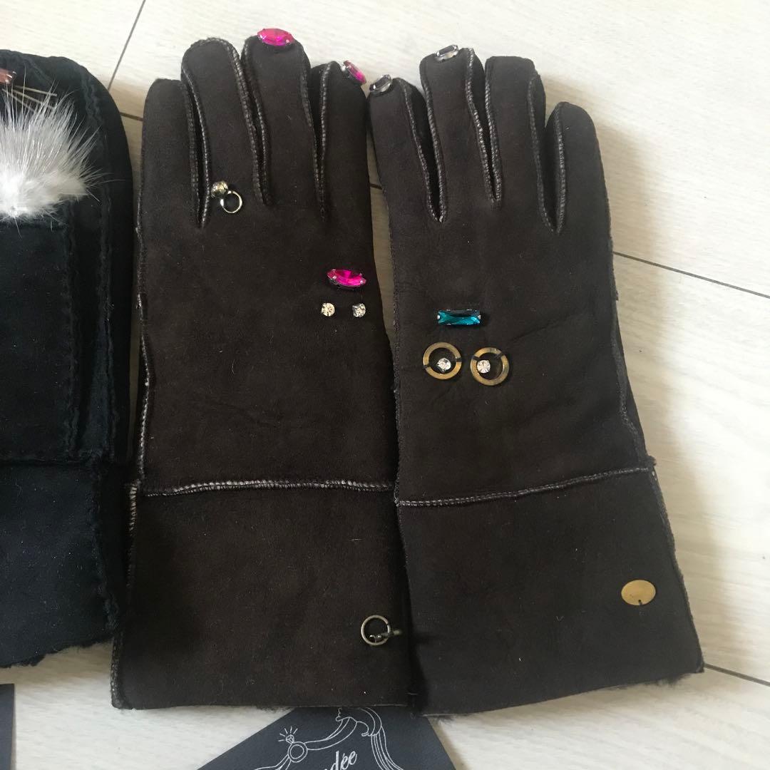 専用　デモデ demodee ムートン　レザー　ミトン　手袋　3点セット　新品