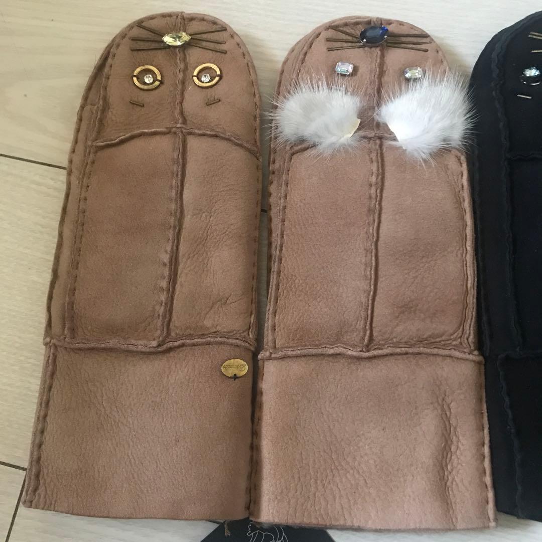 専用　デモデ demodee ムートン　レザー　ミトン　手袋　3点セット　新品