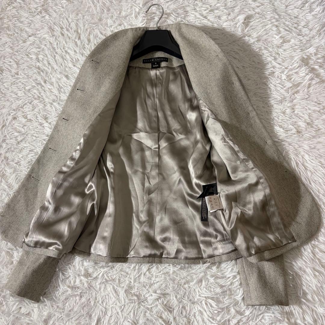 未使用級 ラルフローレン テーラードジャケット スタンドカラー カシミヤ混 ラメ