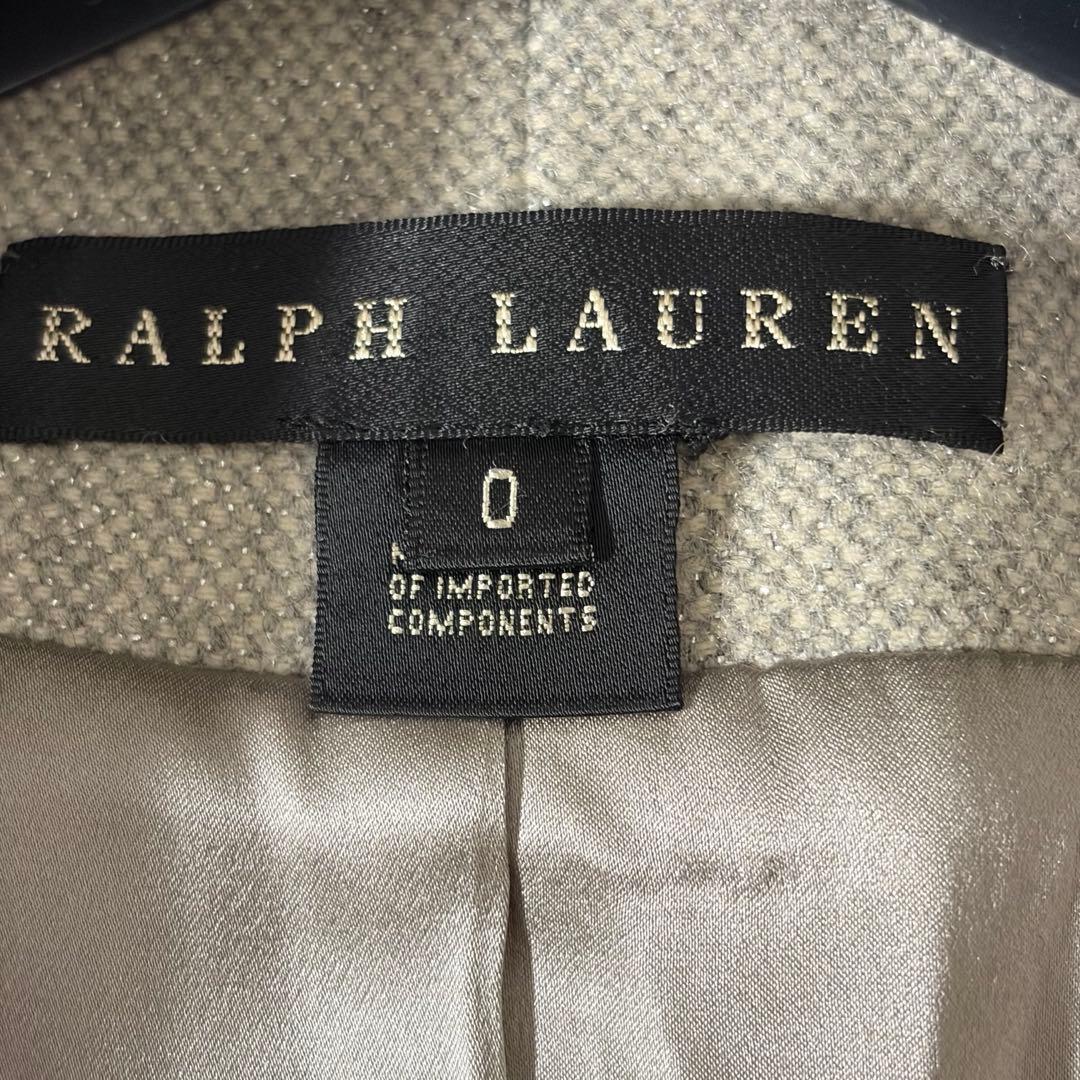 未使用級 ラルフローレン テーラードジャケット スタンドカラー カシミヤ混 ラメ